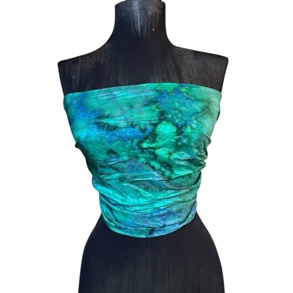 Elegant Blue-Green Tie Dye Look Scarf - Picture 6 of 11